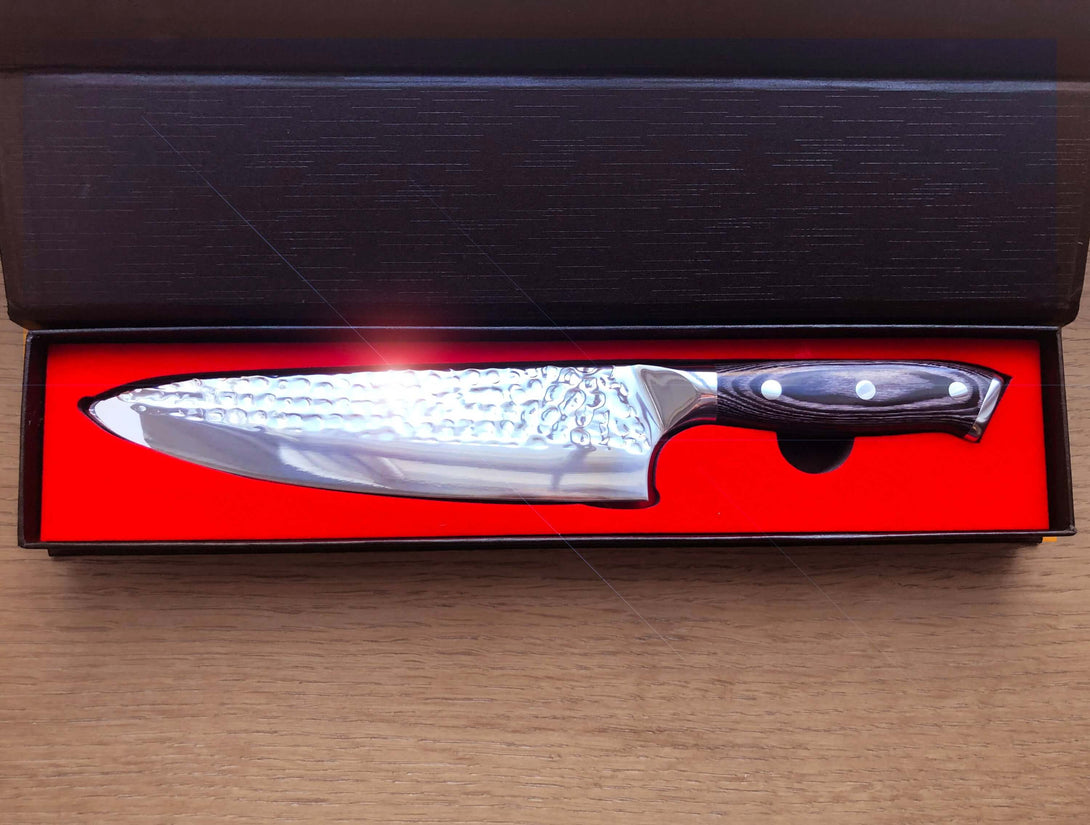 Spitfire Chef's Knife in its stylish red box